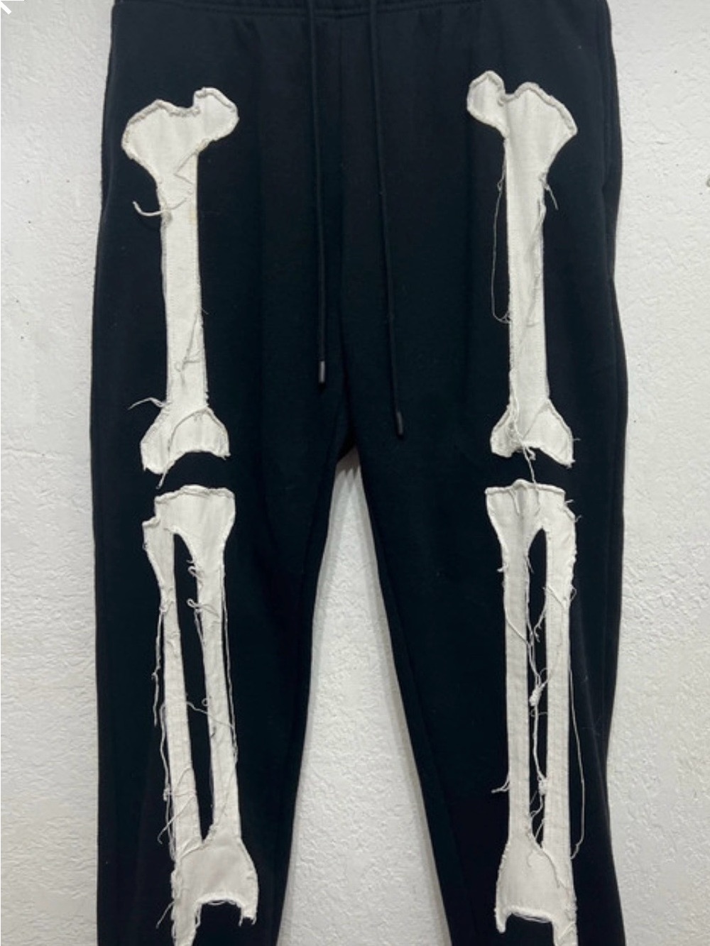 Forever 21 Black Jogger Pants with White Bone Appliqué
